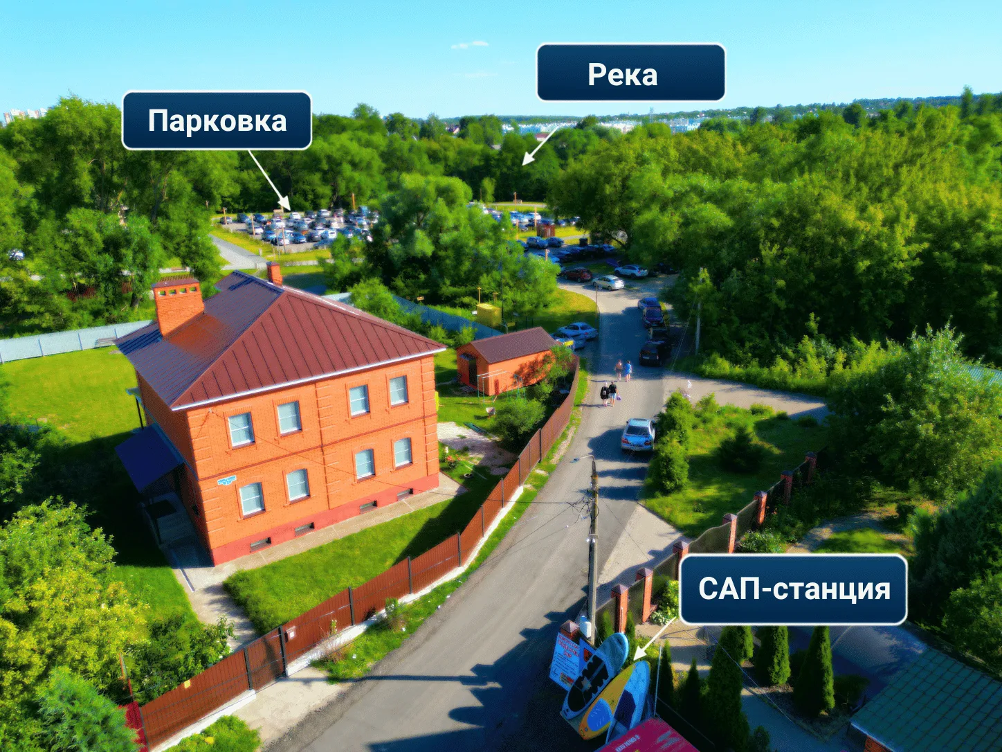 SUP-станция, парковка и река: на фото отмечены полезные ориентиры
